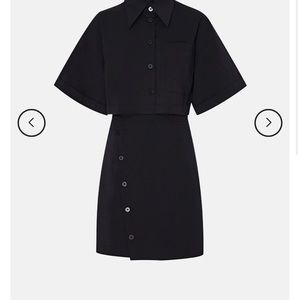 Button Down A-Line Shirt Collar Dress